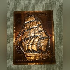Vintage Ship Wall Decor in Copper Finish